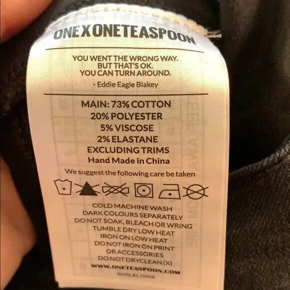 One x One Teaspoon Freebird II Distressed Black Skinny Jeans Women's 25 - Picture 6 of 7